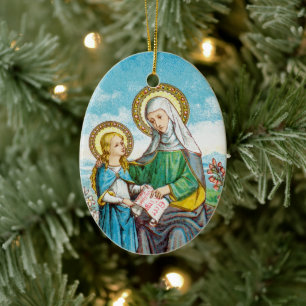 Ornamento De Cerâmica NeoGótico St. Anne e Jovem Maria (SAU 29)
