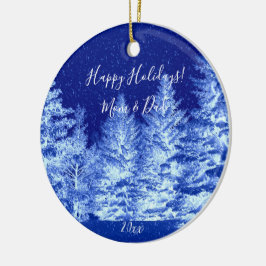 Ornamento De Cerâmica Neon Blue Christmas Tree