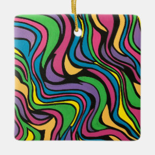 Ornamento De Cerâmica Neon Brook-Arte abstrata psicodélica ousada