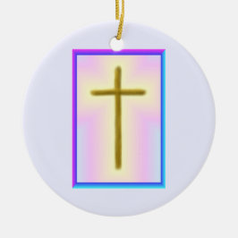 Ornamento De Cerâmica Neon Cross Memorial Ornament