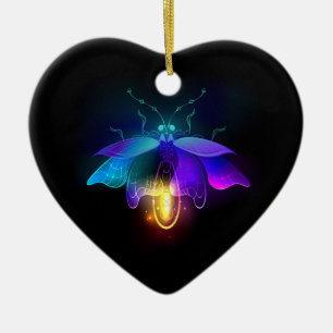 Ornamento De Cerâmica Neon Firefly a preto
