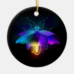 Ornamento De Cerâmica Neon Firefly a preto