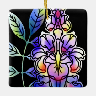 Ornamento De Cerâmica Neon Flowers