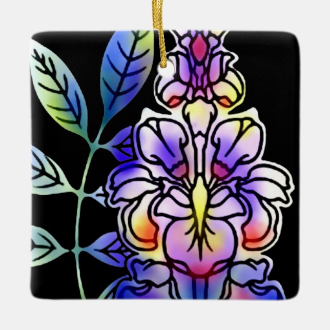 Ornamento De Cerâmica Neon Flowers (Frente)