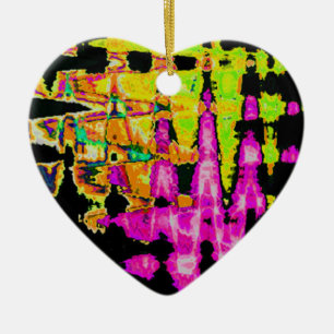 Ornamento De Cerâmica Neon Glitch Abstrato Art Impressão