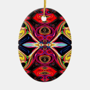 Ornamento De Cerâmica Neon Psychedelic Abstrato Ornament 1