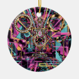 Ornamento De Cerâmica Neon Psychedelic Luxury Lounge Art