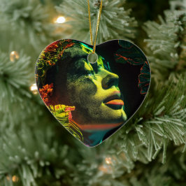 Ornamento De Cerâmica Neon Woman Realista, Arte Coralpunk Brilhante