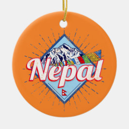 Ornamento De Cerâmica Nepal com Bandeiras Retro Feriado Vintage