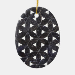 Ornamento De Cerâmica Nero Marquina Geométrico Latice Mosaico