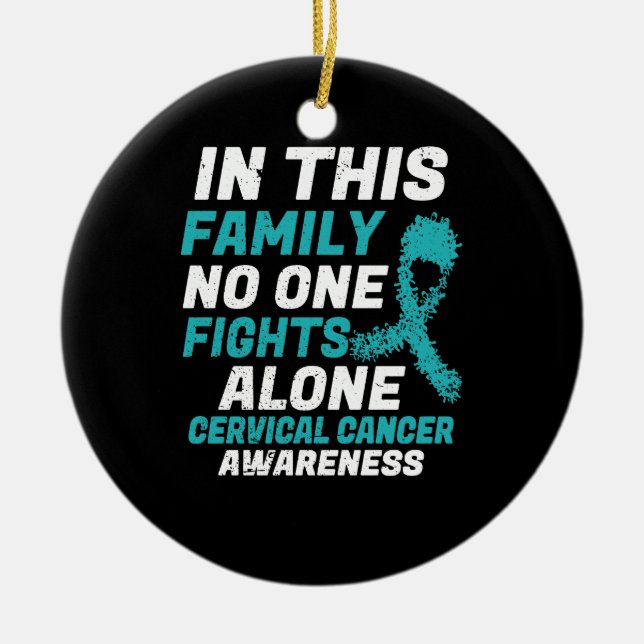 Ornamento De Cerâmica Nesta Família Ninguém Luta Sozinho Pelo Cancer Cer (Frente)