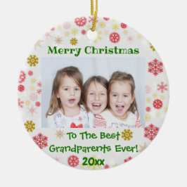 Ornamento De Cerâmica Netos de vovô de Natal Ano Fotográfico