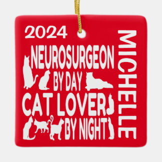 Ornamento De Cerâmica Neurocirurgião ama gatos como corrente