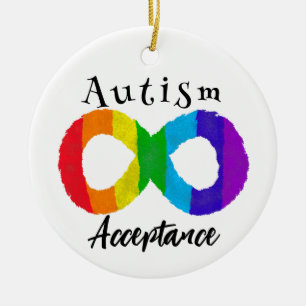 Ornamento De Cerâmica Neurodiversity Autismo Aceitação do Arco-Íris