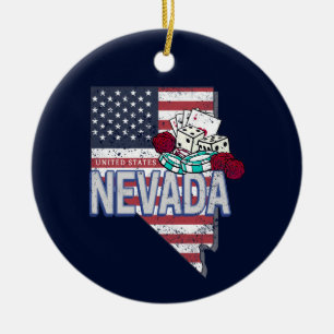 Ornamento De Cerâmica Nevada United States Retro Map Vintage USA Casino