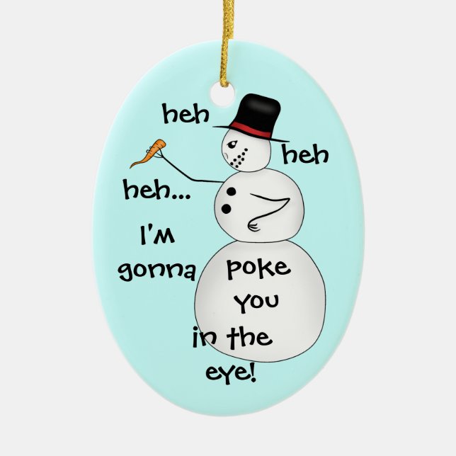 Ornamento De Cerâmica Neve de Natal engraçada (Frente)