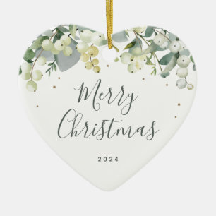 Ornamento De Cerâmica Neve Personalizado Não-Fotográfico Natal Coração F