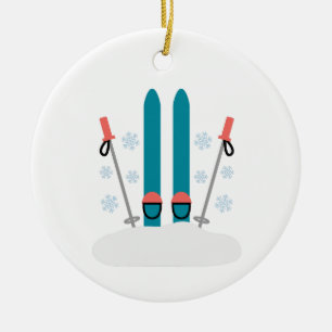 Ornamento De Cerâmica Neve Skis