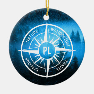 Ornamento De Cerâmica Névoa emblem monograma em estrela de pântano