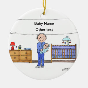 Ornamento De Cerâmica New Baby Boy - Pai Solteiro