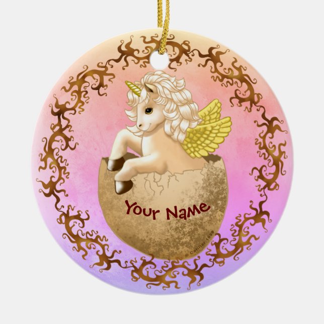 Ornamento De Cerâmica New Baby Unicorn (Frente)