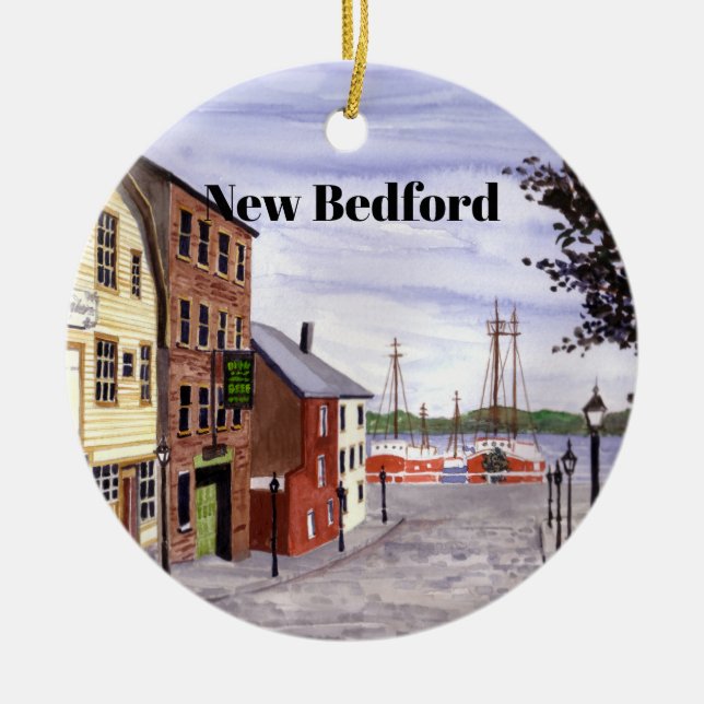 Ornamento De Cerâmica New Bedford Massachusetts New England Painting (Frente)