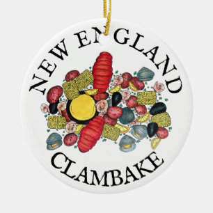 Ornamento De Cerâmica New England Clams Lobster Clambake Seafood Janto