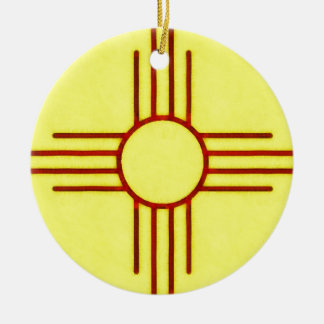 Ornamento De Cerâmica New mexico amarelo e vermelho Zia