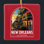 Ornamento De Cerâmica New Orleans Louisiana Viagem Art Vintage<br><div class="desc">Nova Orleans retro vetor viagem design. Apelidada de "Grande Fácil",  é conhecida pela sua noite de 24 horas,  vibrante cena de música ao vivo e especiosa,  cozinha singular refletindo sua história como um pote derretido de culturas francesas,  africanas e americanas.</div>