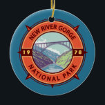 Ornamento De Cerâmica New River Gorge National Park Retro Compass Emblem<br><div class="desc">Novo vetor de desfiladeiro de rio trabalho de arte design. O parque abriga algumas das melhores jangadas de água branca do país e é também uma das zonas de escalada mais populares na Costa Leste.</div>