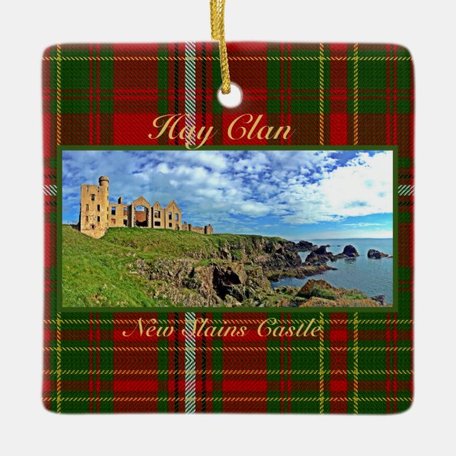 Ornamento De Cerâmica New Slains Castle - Scottish Hay Clan Tartan Xmas (Frente)