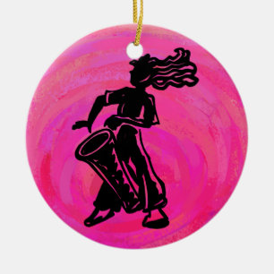 Ornamento De Cerâmica New York Boogie Nights Drum Hot Pink