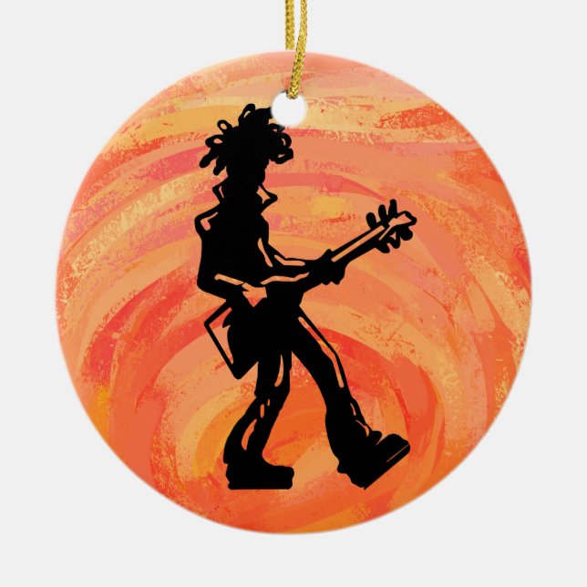 Ornamento De Cerâmica New York Boogie Nights Guitar Orange (Frente)