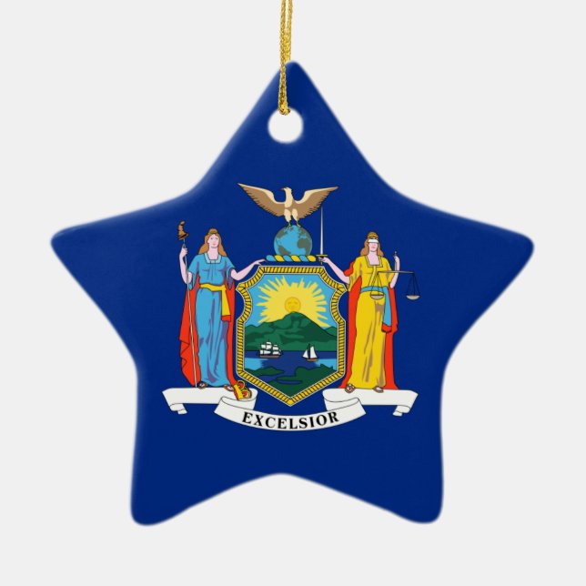 Ornamento De Cerâmica New York Flag, The Empire State, American Colonies (Frente)