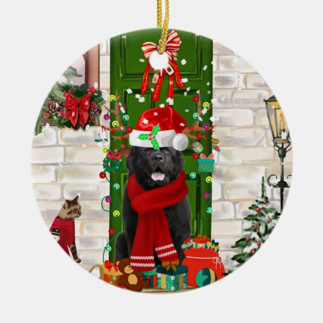 Ornamento De Cerâmica Newland Dog Christmas (Frente)