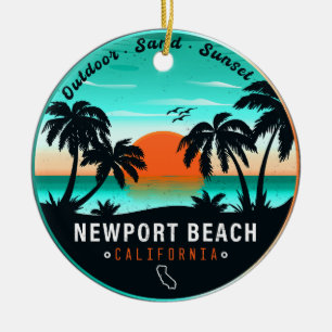 Ornamento De Cerâmica Newport Beach California Retro Sunset Souvenir 80