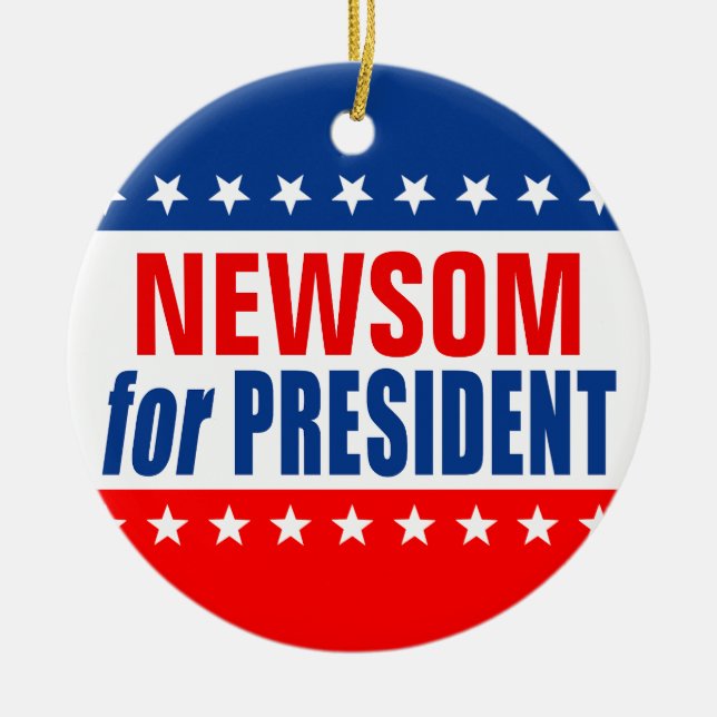 Ornamento De Cerâmica "NEWSOM for PRESIDENT" (Frente)