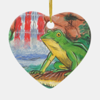 Ornamento De Cerâmica Ni pintado mão da queda da água do sapo de Coqui