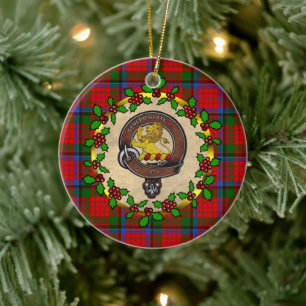 Ornamento De Cerâmica Nicolson Crachá e Tartan Natal Personalizado