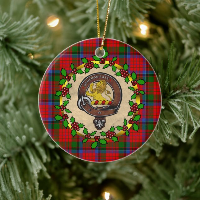 Ornamento De Cerâmica Nicolson Crachá e Tartan Natal Personalizado (Árvore)