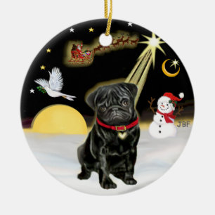 Ornamento De Cerâmica NightFlight - Black Pug (#13)