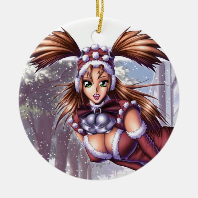 Ornamento De Cerâmica Nikki - Natal do Anime (Frente)