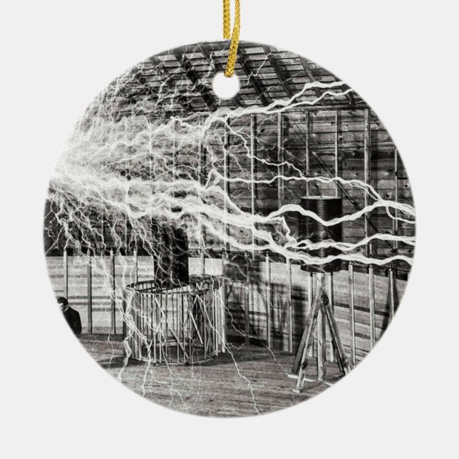 Ornamento De Cerâmica Nikola Tesla Electricity (Frente)