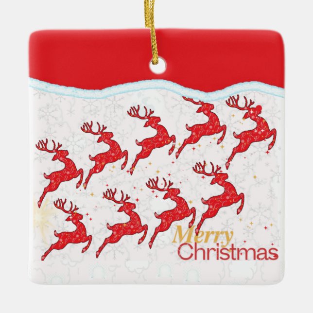 Ornamento De Cerâmica Nine Reindeers Ornaments (Frente)