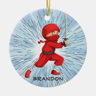 Ornamento De Cerâmica Ninja Boy Design Ornament