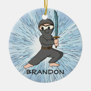 Ornamento De Cerâmica Ninja Boy Design Ornament
