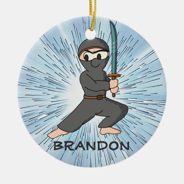 Ornamento De Cerâmica Ninja Boy Design Ornament (Frente)