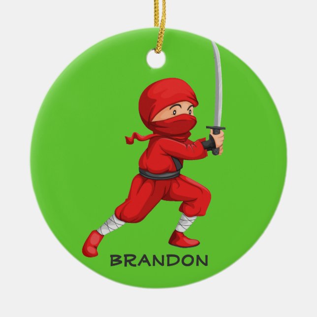 Ornamento De Cerâmica Ninja Boy Design Ornament (Frente)