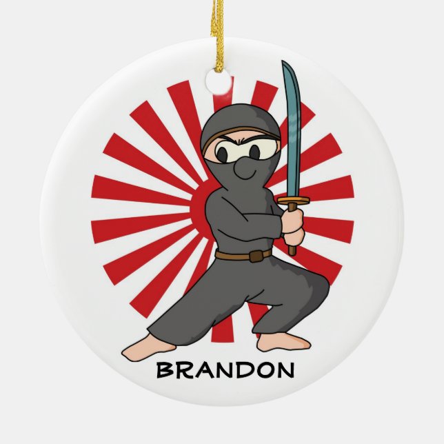 Ornamento De Cerâmica Ninja Boy Design Ornament (Traseira)