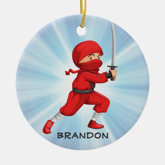 Ornamento De Cerâmica Ninja Boy Design Ornament (Frente)
